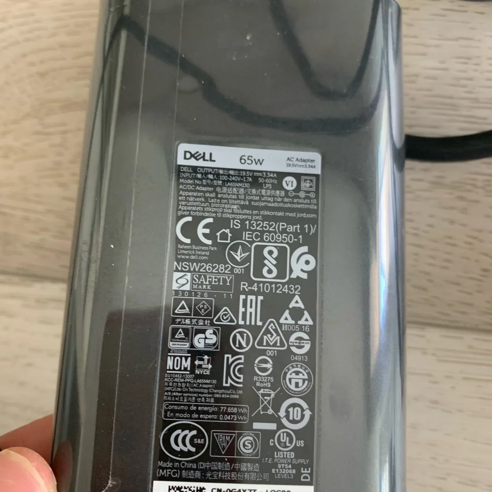 Dell Laptop Power Supply 65W P/N CN-0G4X7T-LOC00-77D-9967-A02 19.5V 3.34A